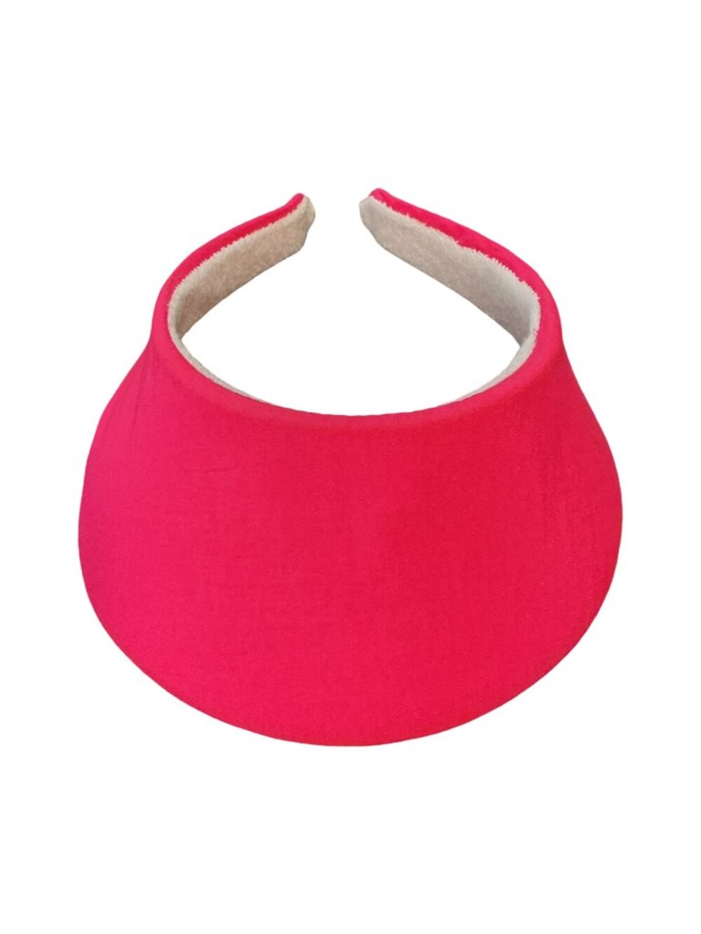 Vintage J Hats Pink Fabric Sun Visor Terry Cloth Lining Made In Taiwan